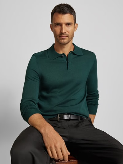 Peek & Cloppenburg Christian Berg MenSlim Fit Strickpullover mit Polokragen in bottle Fabrikladen