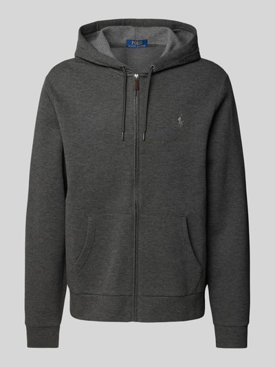 Peek & Cloppenburg Polo Ralph LaurenSweatjacke mit Logo-Stitching in graphit Begrenzt auf 3 Tage