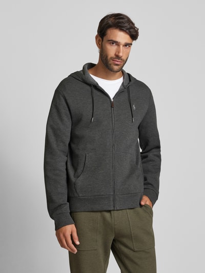 Peek & Cloppenburg Polo Ralph LaurenSweatjacke mit Logo-Stitching in graphit Begrenzt auf 3 Tage
