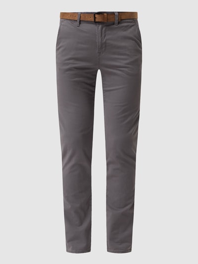 Peek & Cloppenburg Tom Tailor DenimSlim Fit Chino mit Gürtel in mittelgrau Günstig kaufen