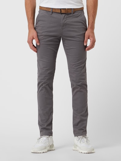 Peek & Cloppenburg Tom Tailor DenimSlim Fit Chino mit Gürtel in mittelgrau Günstig kaufen