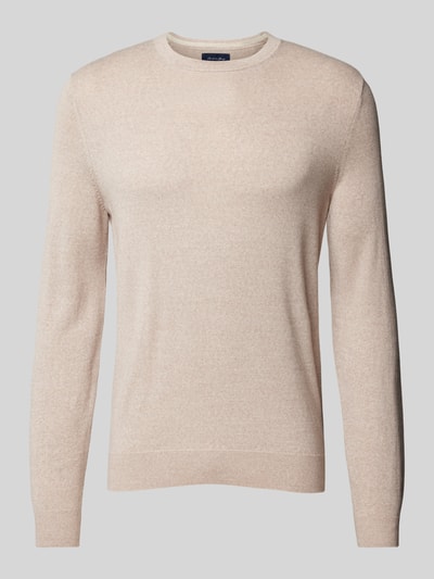 Peek & Cloppenburg Christian Berg MenStrickpullover mit Rundhalsausschnitt in sand melange Neuheiten