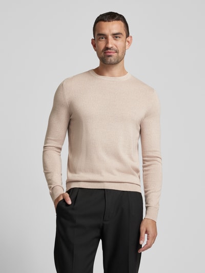 Peek & Cloppenburg Christian Berg MenStrickpullover mit Rundhalsausschnitt in sand melange Neuheiten