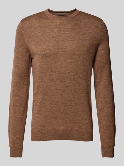 Peek & Cloppenburg Christian Berg MenStrickpullover mit Rundhalsausschnitt in mittelbraun mel Saisonale Angebote