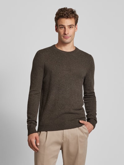 Peek & Cloppenburg MCNEALStrickpullover mit Rundhalsausschnitt in dunkelbraun melange Räumungsverkauf