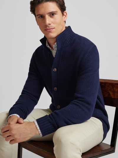 Peek & Cloppenburg Christian Berg MenStrickjacke mit Stehkragen in marine Sonderangebot der Fabrik