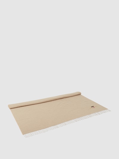 Peek & Cloppenburg GantDecke mit Fransen und Label-Stitching in beige Discount Store für neue Produkte