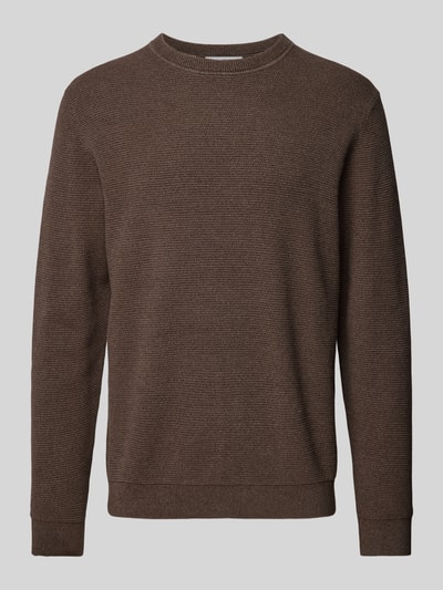 Peek & Cloppenburg SELECTED HOMMEStrickpullover mit gerippten Abschlüssen Modell 'ROSS' in dunkelbraun Osterangebot