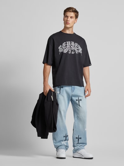 Peek & Cloppenburg REVIEWBaggy Jeans mit Kreuz-Stickerei in blau Vatertagsangebot
