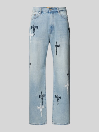 Peek & Cloppenburg REVIEWBaggy Jeans mit Kreuz-Stickerei in blau Vatertagsangebot