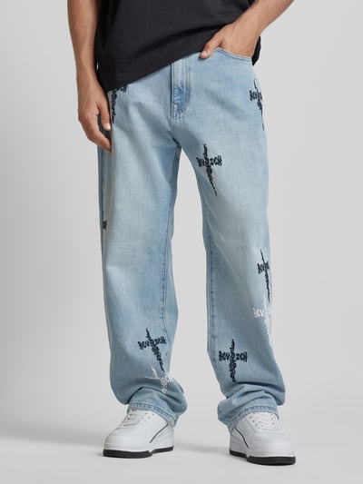 Peek & Cloppenburg REVIEWBaggy Jeans mit Kreuz-Stickerei in blau Vatertagsangebot