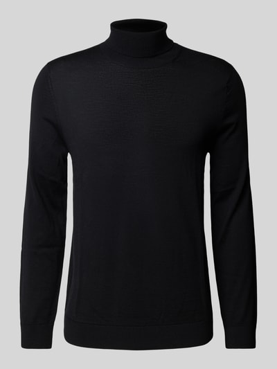 Peek & Cloppenburg SELECTED HOMMERollkragenpullover aus Wolle Modell 'TRAY' in black Räumungsverkauf
