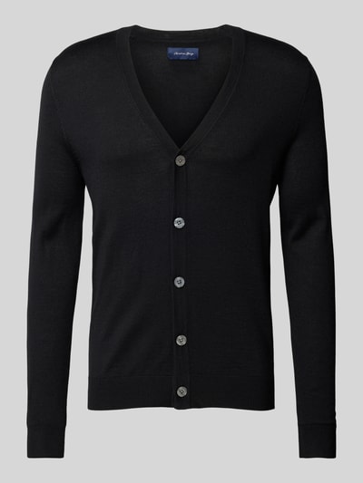 Peek & Cloppenburg Christian Berg MenSlim Fit Cardigan aus Woll-Mix mit V-Ausschnitt in black Sonderangebote