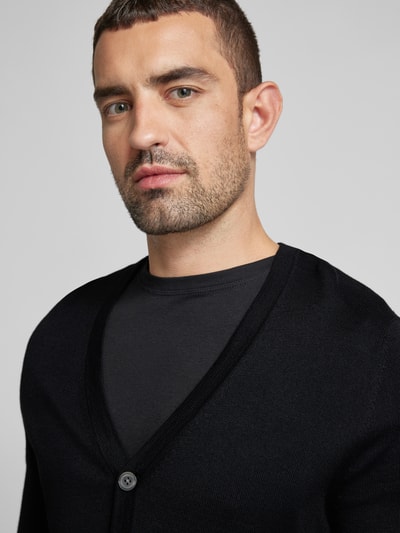 Peek & Cloppenburg Christian Berg MenSlim Fit Cardigan aus Woll-Mix mit V-Ausschnitt in black Sonderangebote