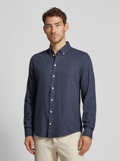 Peek & Cloppenburg Casual FridayRegular Fit Freizeithemd mit Button-Down-Kragen Modell 'ANTON' in marine melange VIP-Rabatte