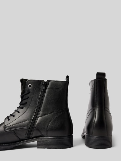 Peek & Cloppenburg Jack & JonesSchnürboots aus Leder mit Ziernähten Modell 'SHAUN' in black Super Sparpreis