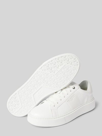 Peek & Cloppenburg Karl LagerfeldLedersneaker mit Label-Print Modell 'MAXI' in weiss Begrenzte Freigabe