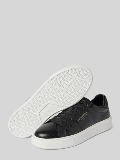 Peek & Cloppenburg Karl LagerfeldLedersneaker mit Label-Print Modell 'MAXI' in black Letzte 3 Tage