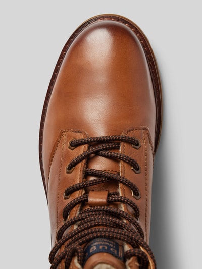 Peek & Cloppenburg bugattiSchnürboots aus Leder mit Label-Patch Modell 'Medro' in cognac Bis zu 50% Rabatt
