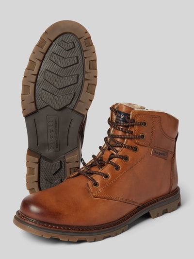Peek & Cloppenburg bugattiSchnürboots aus Leder mit Label-Patch Modell 'Medro' in cognac Bis zu 50% Rabatt