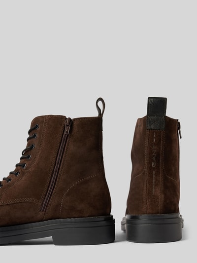 Peek & Cloppenburg GantSchnürboots aus Leder mit Label-Schriftzug Modell 'Boggar' in mittelbraun Riesige Rabatte