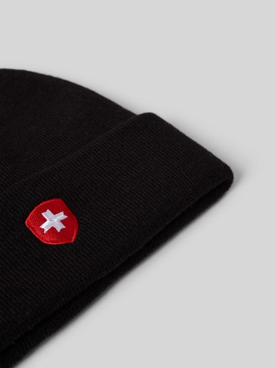 Peek & Cloppenburg WellensteynStrickmütze mit Logo-Stitching in black Großer Ausverkauf